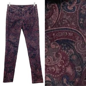 Joe’s Jeans The Skinny Jean Corduroy Pants in Fall Paisley Port Burgundy Size 27